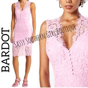 ⭐🆕 BARDOT bubble gum pink lace midi dress